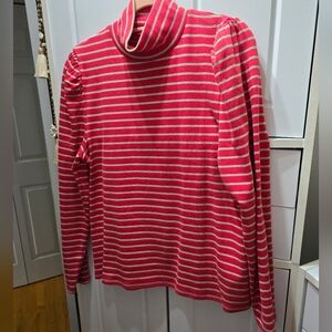 EUC J. Crew Red and Gold Striped Turtleneck size XXL